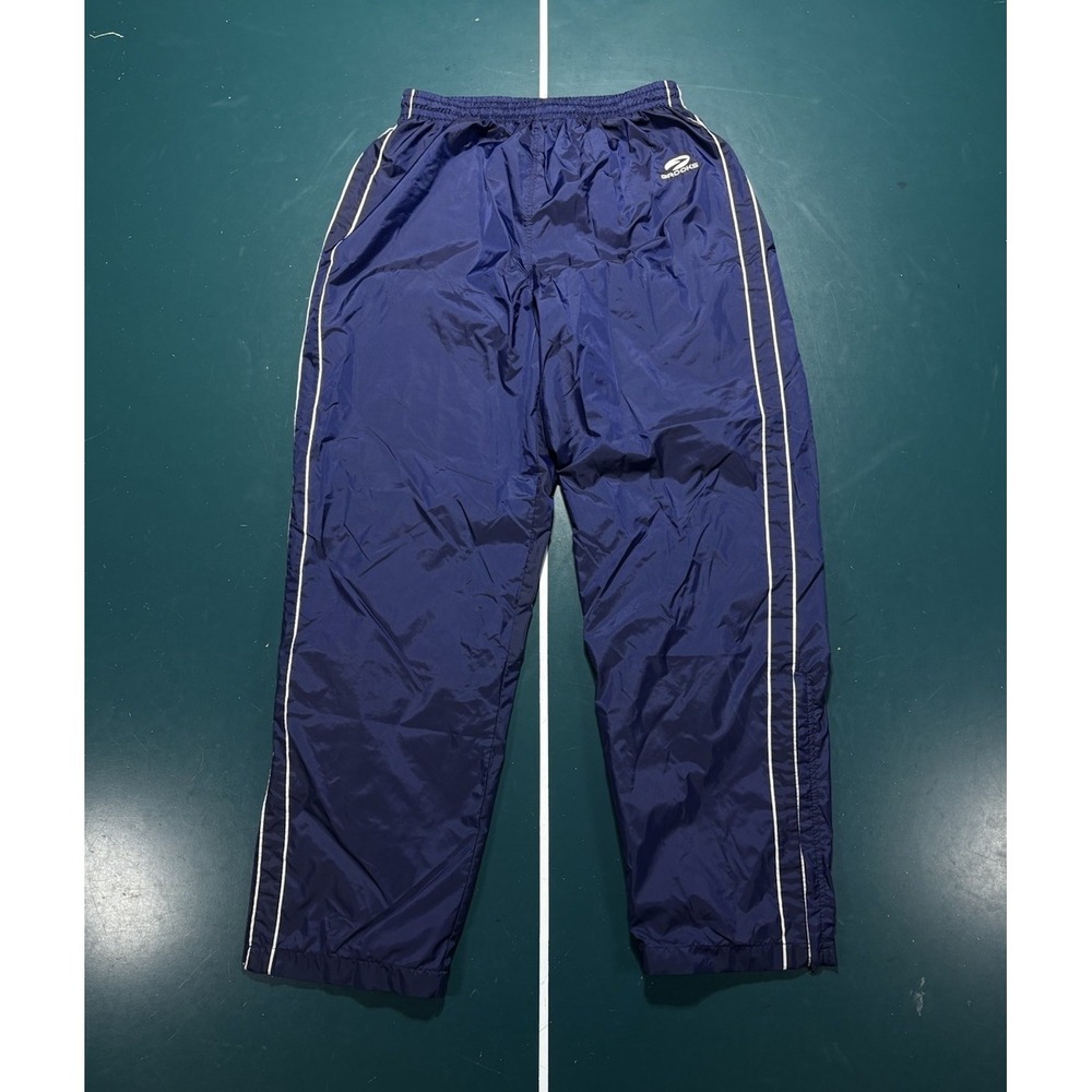 Vintage BROOKS Running Track Pants Men's Blue Striped Baggy Windbreaker Nylon